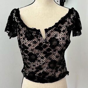 Victoria Secret Black Lace Cropped Top